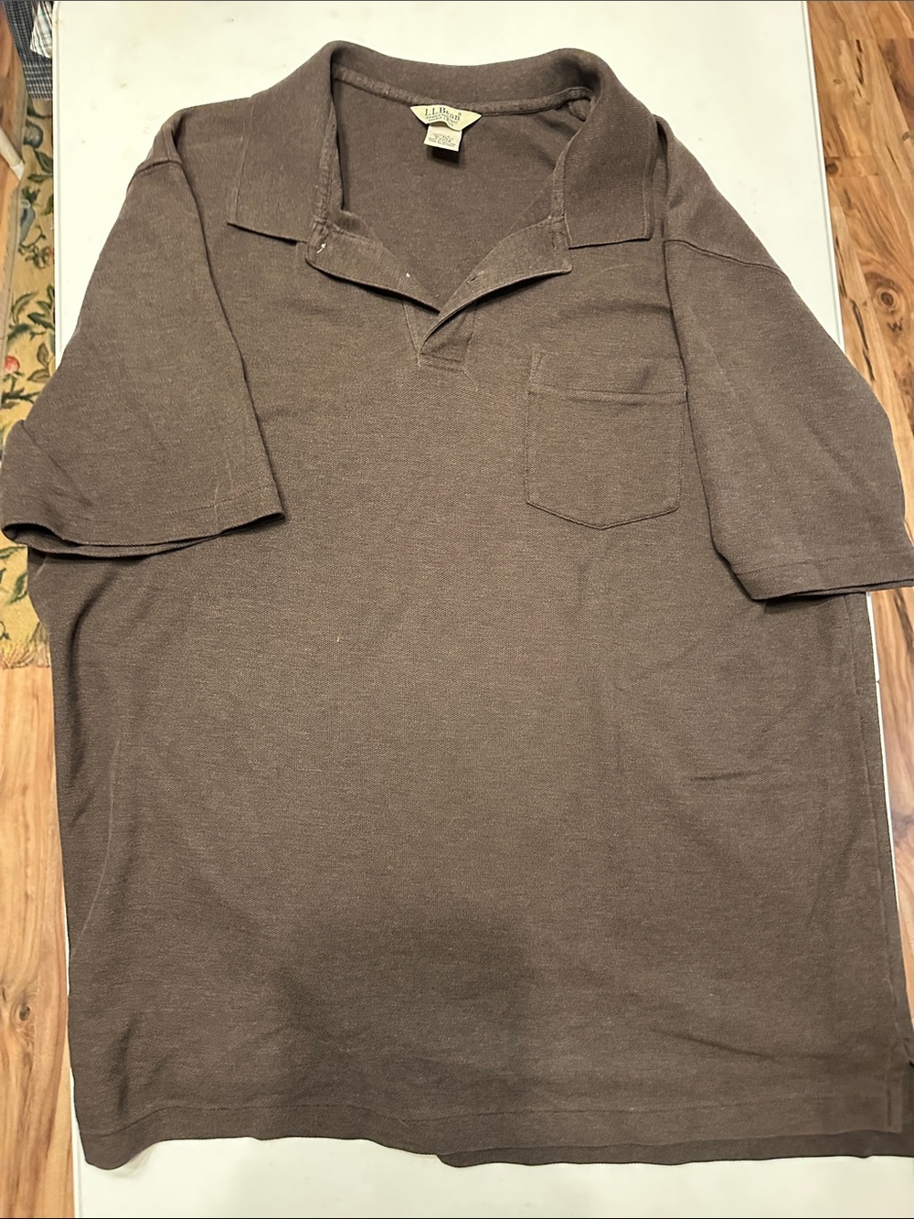 L.L. Bean Men’s Brown Short-Sleeve Polo with Chest Pocket